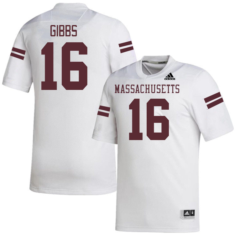 Massachusetts Minutemen #16 Jadrian Gibbs College Football Jerseys Stitched-White